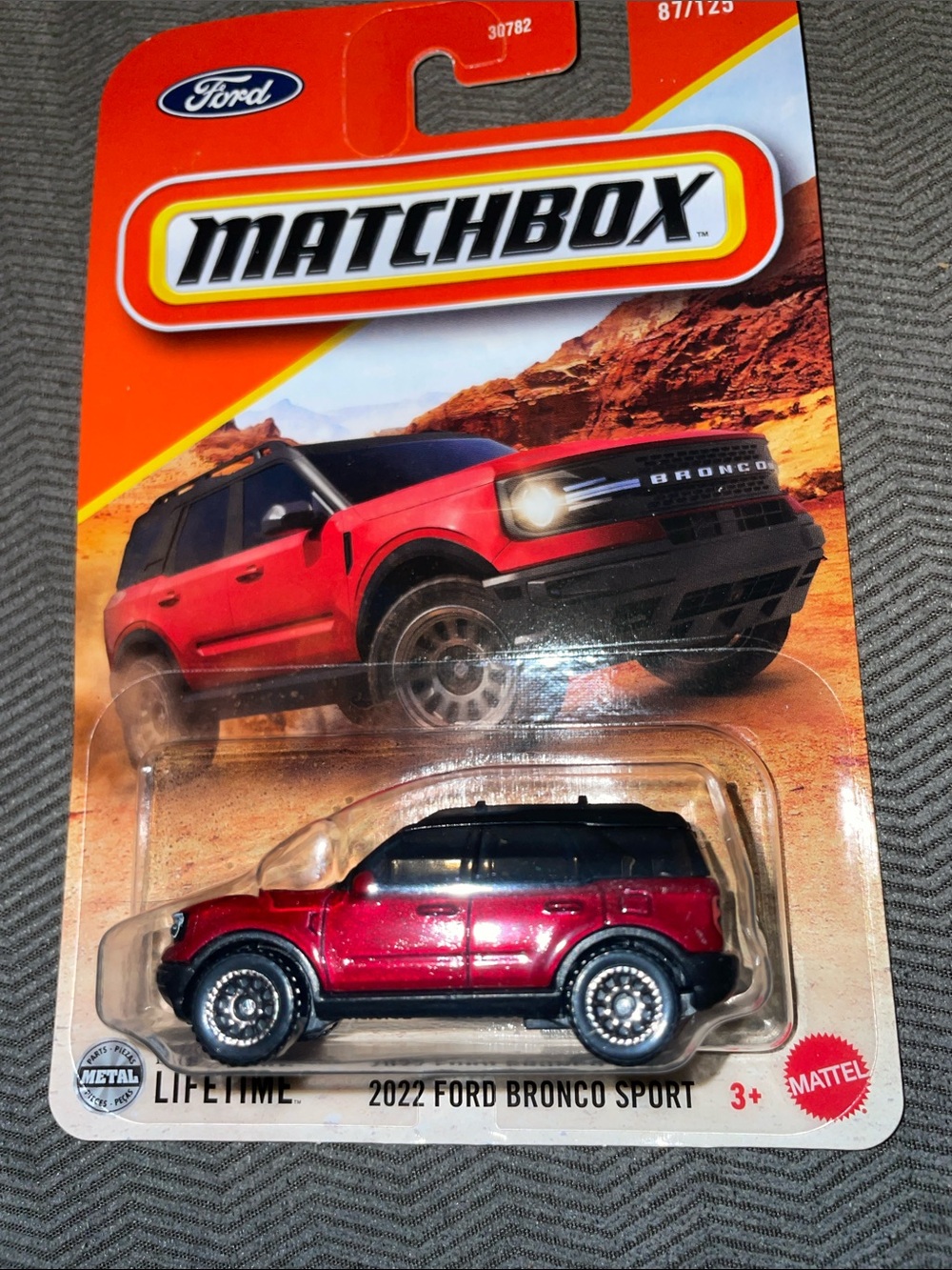 Matchbox 2022 Ford Bronco Sport Toy Car - Red with Black Roof